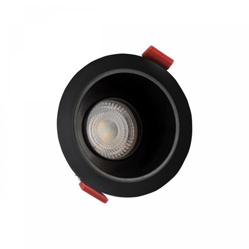 GU10 inbouwspot met zwarte reflector - Zwart, aluminium, kantelbaar, Gat: Ø7,5 cm, Afm: Ø8,5 cm, IP20 binnen