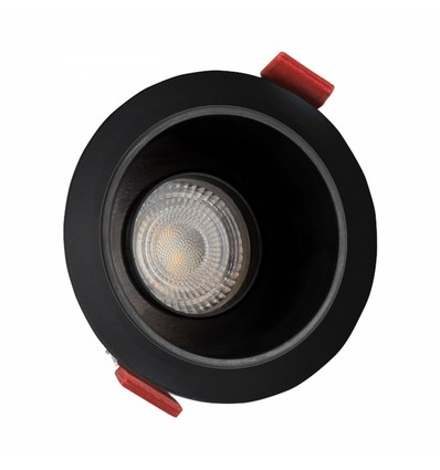 GU10 inbouwspot met zwarte reflector - Zwart, aluminium, kantelbaar, Gat: Ø7,5 cm, Afm: Ø8,5 cm, IP20 binnen