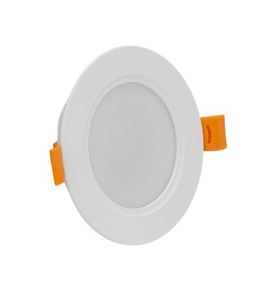 5W Ø9,5cm Inbouwspot - IP54 spatwaterdicht, Zaagmaat: Ø7,2 cm, Afmetingen: Ø9,5 cm, 3,1 cm hoog, rond, witte rand