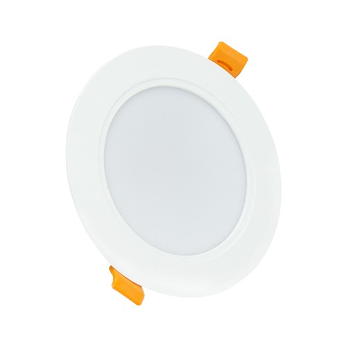 8W Ø11,8cm Inbouwspot - IP54 spatwaterdicht, Zaaggat: Ø9,2 cm, Afmetingen: Ø11,8 cm, 3,1 cm hoog, rond, witte rand