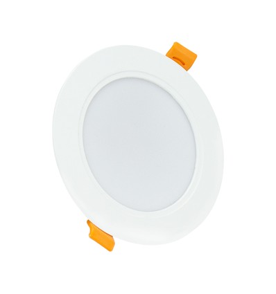 8W Ø11,8cm Inbouwspot - IP54 spatwaterdicht, Zaaggat: Ø9,2 cm, Afmetingen: Ø11,8 cm, 3,1 cm hoog, rond, witte rand