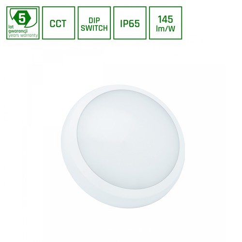 18W/24W Nymphea City Pro 2 CCT plafondlamp - IP65, 147lm/W, Ø32cm, IK08, 5 jaar garantie