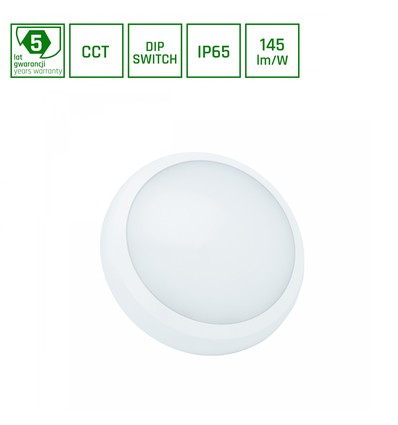18W/24W Nymphea City Pro 2 CCT plafondlamp - IP65, 147lm/W, Ø32cm, IK08, 5 jaar garantie