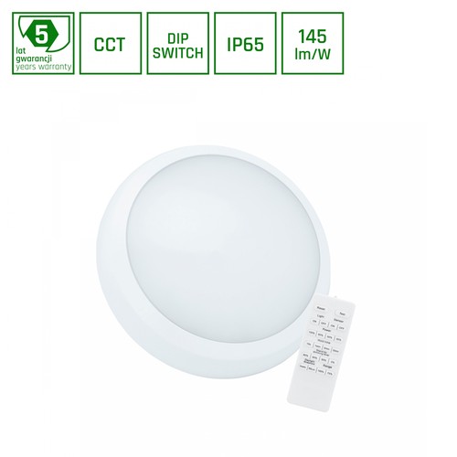 30W NYMPHEA CITY PRO 2 LED plafondlamp met sensor - 4400lm, CCT, IP65, IK08, incl. afstandsbediening, 5 jaar garantie