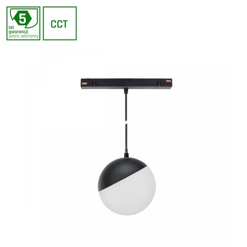 5W dimbaar SHIFT Smart-Globe P hangende bol voor spanningsrail ø100 - 165°, CCT, zwart, 81.5cm kabel, Zigbee