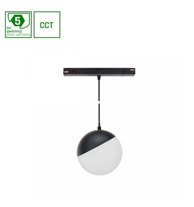 5W dimbaar SHIFT Smart-Globe P hangende bol voor spanningsrail ø100 - 165°, CCT, zwart, 81.5cm kabel, Zigbee