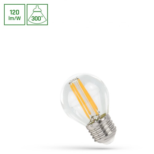 E27 5,5W LED kogellamp - P45, 660lm, helder glas, warm wit