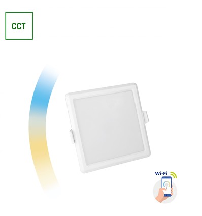 Algine 6W Smart Home LED inbouwpanel - CCT, dimbaar, Wi-Fi, vierkant, 112x112 mm