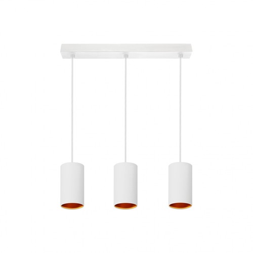 CHLOE GU10 x 3 - IP20 Hanglamp, Wit, Goud, Rechthoekige Basis, Zonder Lichtbron