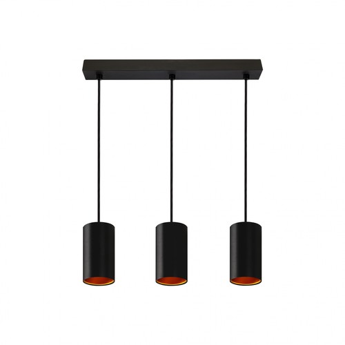 CHLOE GU10 X3 IP20 HANG LAMP ZWART GOUD RECHTHOEKIGE BASIS