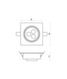 3W Fiale vierkante LED inbouwspot - 45 graden, warm wit, 3x1W LEDs