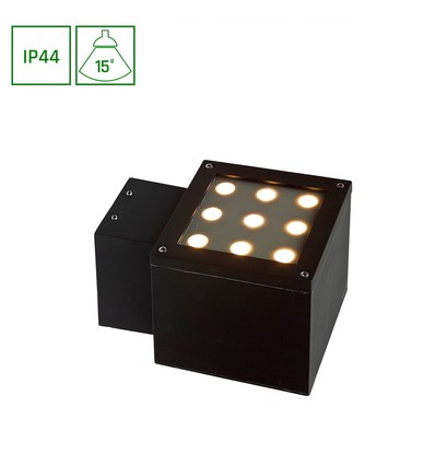 9W Torre wandlamp - 15 graden, IP44, koud wit, 810lm, incl. lichtbron