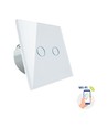 Smart 2-zone WiFi schakelaar - 2x1000W, wit glas, werkt met Google Home/Alexa, IP20 binnenshuis