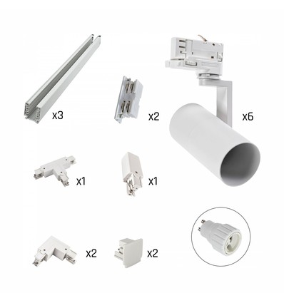 6 stuks Madara Mini II railset - 3-fase, wit