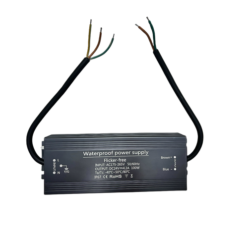 100W / 24V DC voeding - 4.1A, IP67, Flicker free