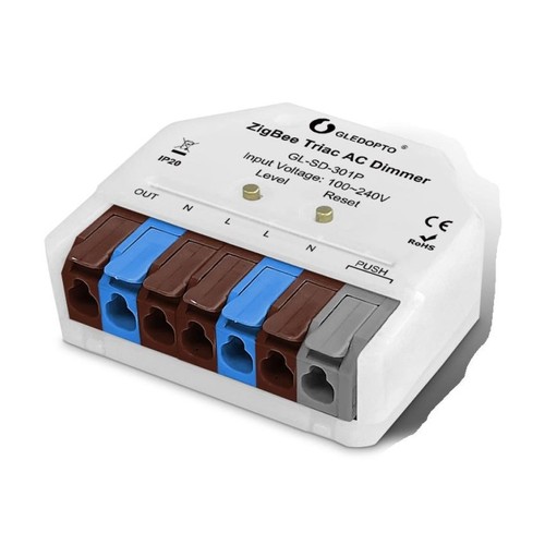 Gledopto Pro Zigbee inbouwdimmer - Hue compatibel, push-dim, LED dimmer, 200W, 230V