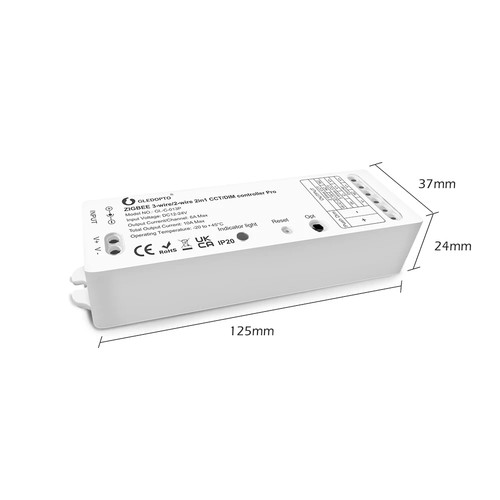 Gledopto Pro 2-in-1 Zigbee-controller - Hue compatibel, dimmer/CCT, 12V (120W), 24V (240W)