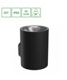9W Torre wandlamp - IP54 buiten, rond, CCT, 3 lichtkleuren, zwart, incl. lichtbron