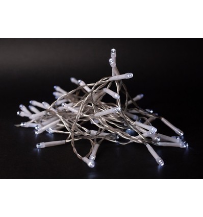 7 m. koud wit LED kerstlichtsnoer - 96 LED, IP44 buiten, timer, batterij