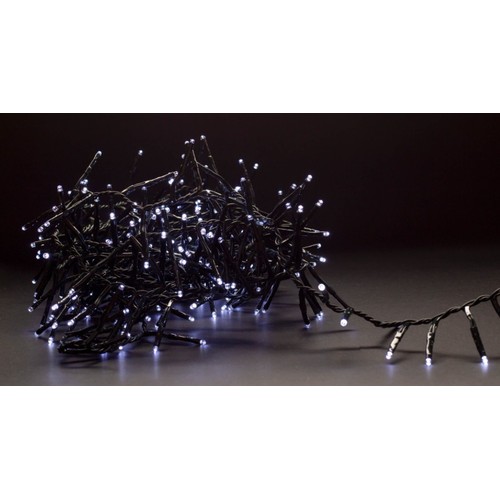 8 m. koud wit cluster LED kerstverlichtingsketting - 400 LED, geheugenfunctie, IP44 buiten, 230V