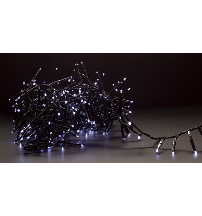 8 m. koud wit cluster LED kerstverlichtingsketting - 400 LED, geheugenfunctie, IP44 buiten, 230V