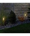 Zonne-energie tuinlampen 4 stuks - Zwart, met spies, vlam effect, 50 cm hoog