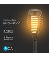 Zonne-energie tuinlampen 4 stuks - Zwart, met spies, vlam effect, 50 cm hoog