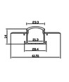 Aluminium profiel 50x20 voor inbouw - 1 meter, zwart, inclusief zwarte afdekking