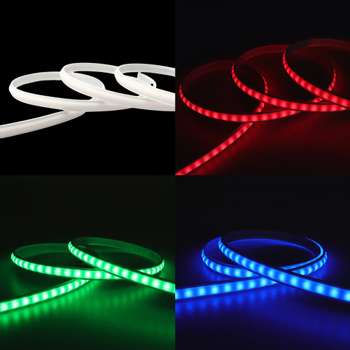 5m 9W/m RGB CLIP-ON LED-strip - 230V, IP67 waterdicht, witte cover, 60 LED