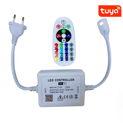230V RGB WIFI Smart Home CLIP-ON controller - Inclusief eindkap, voor 230V, geheugenfunctie, 50 m