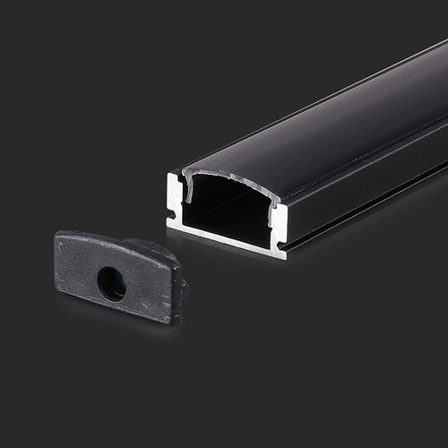 VT-8113 aluminium profiel - 2 meter, inclusief zwarte afdekking en eindstukken
