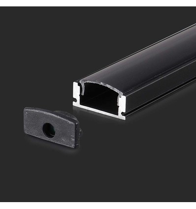 VT-8113 aluminium profiel - 2 meter, inclusief zwarte afdekking en eindstukken