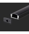 VT-8113 aluminium profiel - 2 meter, inclusief zwarte afdekking en eindstukken