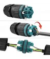 Zwarte ronde lasdoos - IP68 waterdicht, zwart, 5-aderig, voor het verbinden van kabels, DALI/1-10V dim