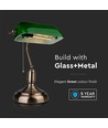 V-Tac Klassieke bureaulamp - Groen glas, 1,5 meter snoer, E27 fitting, zonder lichtbron max. 60W