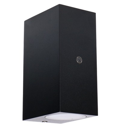 Los Angeles buitenwandlamp met schemersensor, Up/Down, GU10, IP44 - Zwart