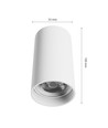 GU10 opbouwspot - Wit, Ø5,5cm, hoogte 10cm, aluminium, IP20 binnen, zonder lichtbron