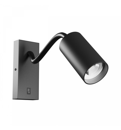 GU10 wandlamp met schakelaar en flexarm - Zwart