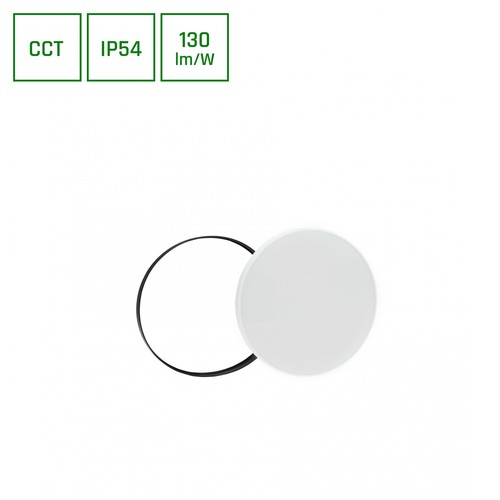 18W Nymphea Black & White plafondlamp - Ø25cm, IP54, CCT, 130lm/W, zwart/witte rand