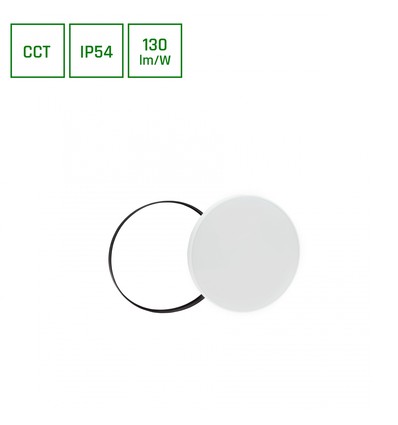 24W Nymphea Black & White plafondlamp - CCT, 130lm/W, IP54, Ø32cm, wit/zwarte rand