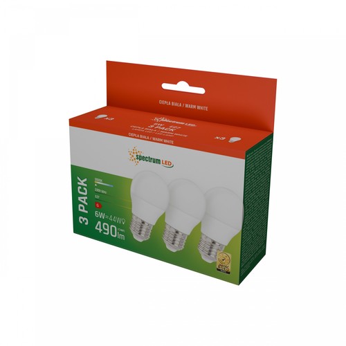 3-pak E27 6W LED-lamp - G45, warm wit