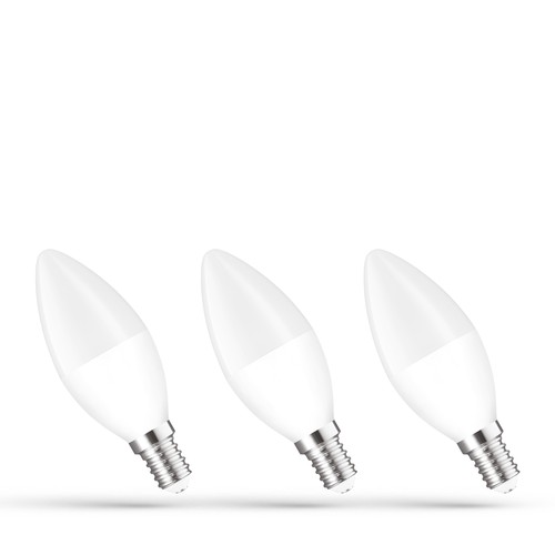 3 stuks E14 6W LED kaarslamp - C37, warm wit, 3000K