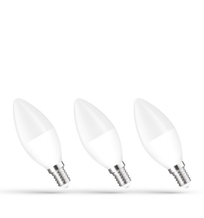 3 stuks E14 6W LED kaarslamp - C37, warm wit, 3000K