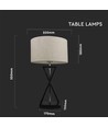 V-Tac moderne design tafellamp - Wit/zwart, 1,5 meter snoer, E27 fitting, zonder lichtbron