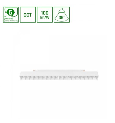 SHIFT CCT- Grid M railverlichting 17W - 330x23x42mm, 40°, wit, CCT schakelaar