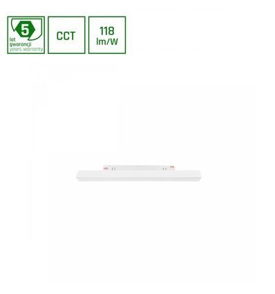 8W magnetische railspot voor 48V, CCT - 123lm/W, 48V DC, 30cm lang, zwarte railspot