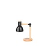 Tafellamp van zwart metaal en hout - 1,5 meter snoer, E27 fitting, zonder lichtbron
