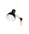 Tafellamp van zwart metaal en hout - 1,5 meter snoer, E27 fitting, zonder lichtbron