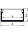 Alu profiel 18x8 voor IP65 en IP68 LED strip - 1m, incl. melkwitte cover, clips en eindkappen, geanodiseerd