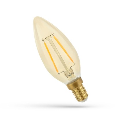 E14 2W LED-kaarslamp - C35, filament, amberkleurig glas, extra warm